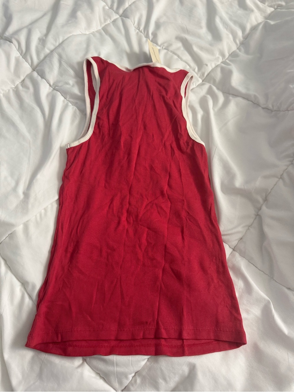 Universal Thread Red Ribbed Tank with White Trim - Picture 2 of 4